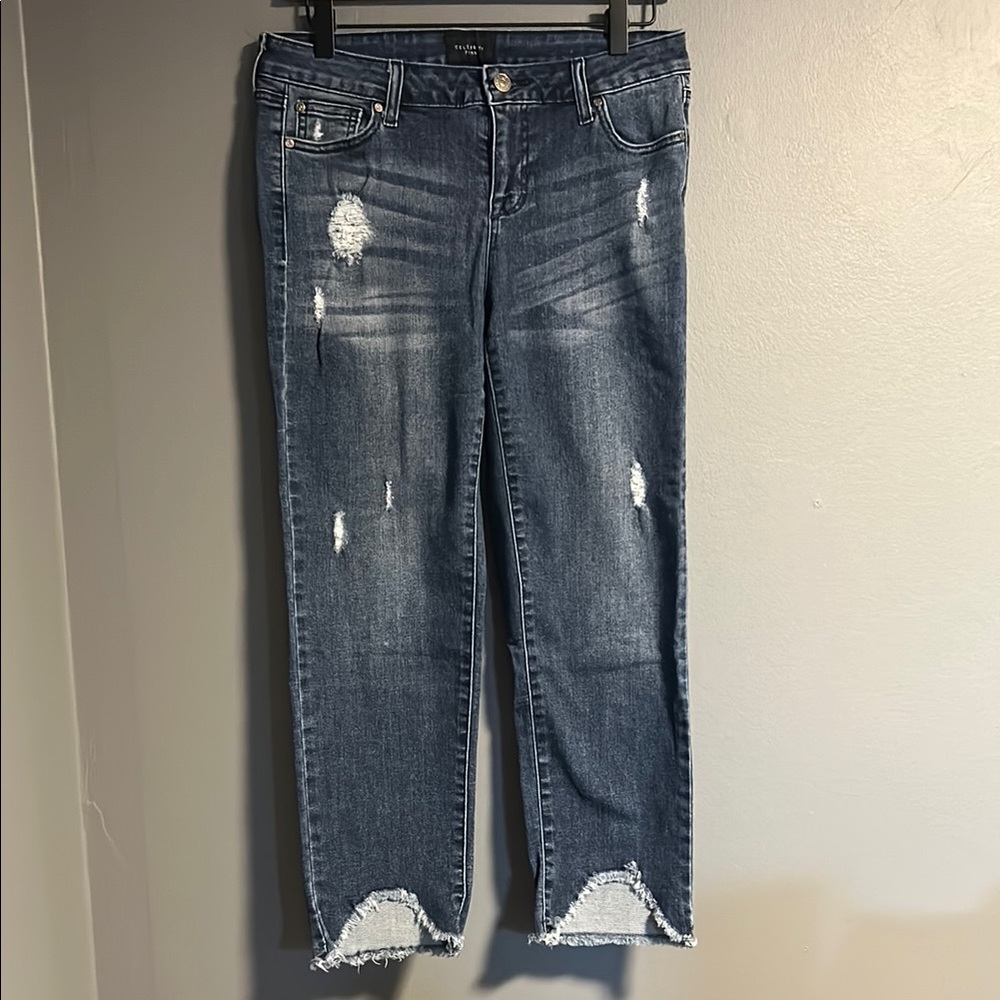 Celebrity Pink Straight Crop Ripped Jeans